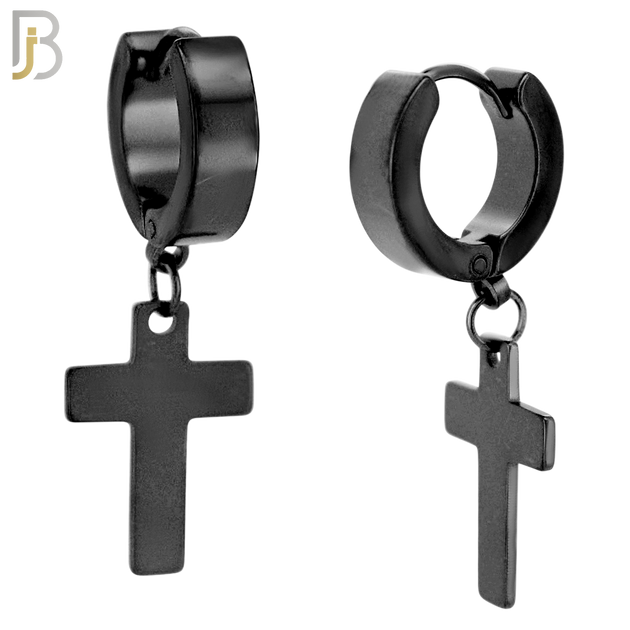 ES14 - 316L Stainless Steel Dangling Cross Design Huggies Clip On image 3