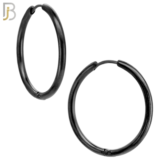 ES95K - 316L Stainless Steel Black Plated 2mm Thickness Plain Hoops Design Huggies Clip On image 7