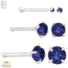 14-NR01CWS - 20g 14k White Gold Nose Bone with Blue Sapphire Colored CZ image 0