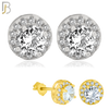 925-ES77 - .925 Sterling Silver Round Design with Multi Zircon Earring Stud image 0