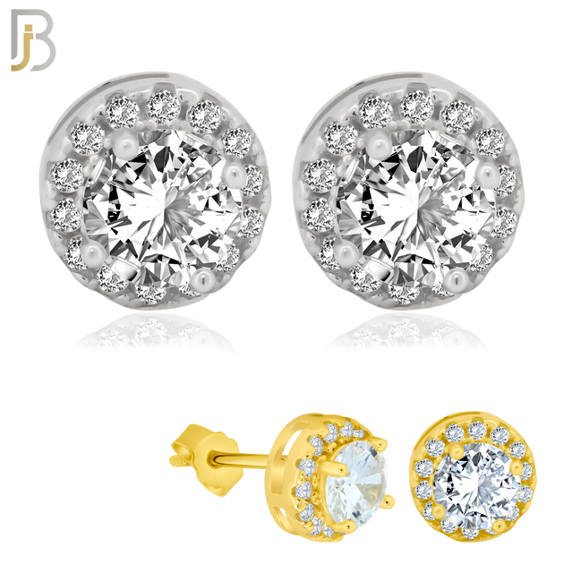 925-ES77 - .925 Sterling Silver Round Design with Multi Zircon Earring Stud image 0