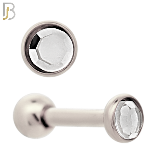 TB118SC - 316L Stainless Steel Bezel with Clear CZ Tragus/Cartilage Barbell (PACK OF 6) image 1