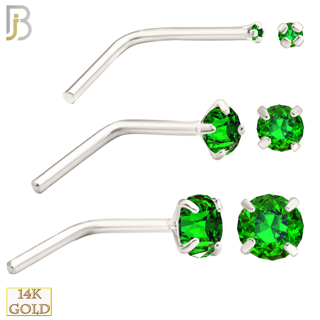 14-NR10CWE - 20g 14k White Gold L-Shaped with Enamel Colored CZ image 0