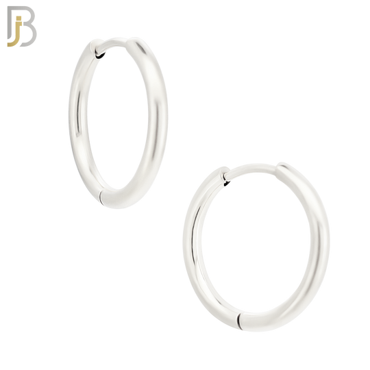 ES95S - 316L Stainless Steel 2mm Thickness Plain Hoops Design Huggies Clip On - 14mm image