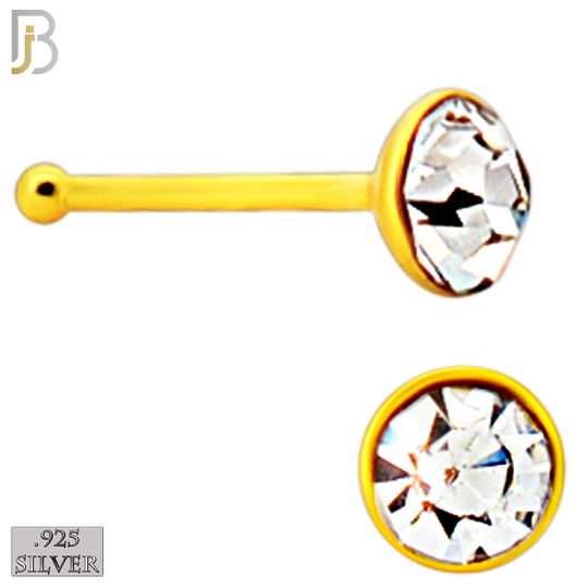 925-PK-NR04Y-3C2 - Mixed of 2mm, 2.5mm, 3mm Clear CZ 22g Thickness 18KT Gold Plated 925 Sterling Silver Nose Bones Press Fit, Packages Pack of 120 image 4