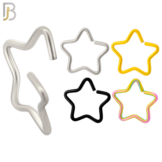 PK-CT22 - 316L Surgical Steel Star Hoops Piercing Pack of 60 - Assorted Color image