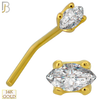 14-NR101L - 14k Yellow Gold L-Shaped Nose Ring with Marquise Cut CZ in Prong Setting - Yellow Gold image
