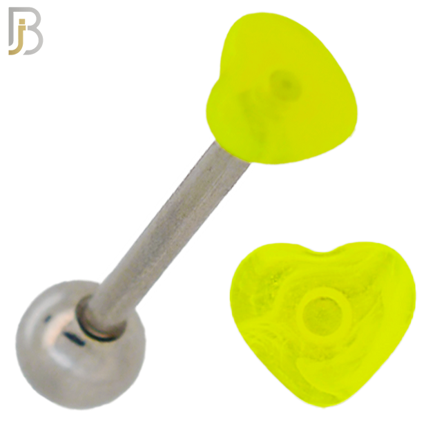 PK-BB49 - 316L Surgical Steel Barbell with Acrylic Marble Heart Screw External Threaded Pack of 120 image 12
