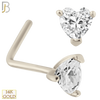 14-NR46L - 14k Solid Gold Heart Shape CZ in Prong Setting L Shape image 1