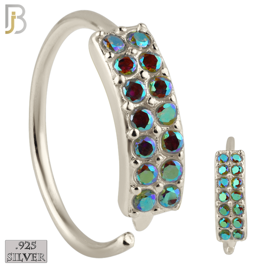 925-CT24 - 925 Sterling Silver 22g Thickness Double Layer CZ Prong Set Hoops Piercing (PACK OF 6) image 1
