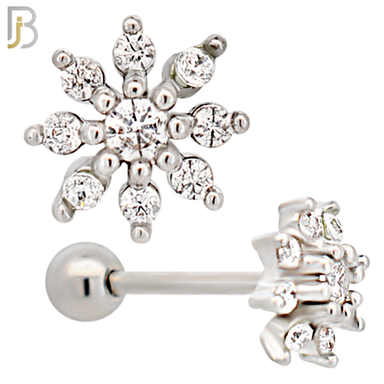 TB116 -  316L Stainless Steel Snowflakes Tragus/Cartilage Barbell (PACK OF 6) image 0