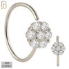 925-CT32 - 925 Sterling Silver Rounded Flower Design Nose Hoops 22g Thick 8mm wide (PACK OF 6) image 0