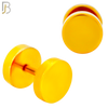 FP28G - Gold Plated Color Surgical Steel Plain Fake Plug (PACK OF 3 Pairs) image 3