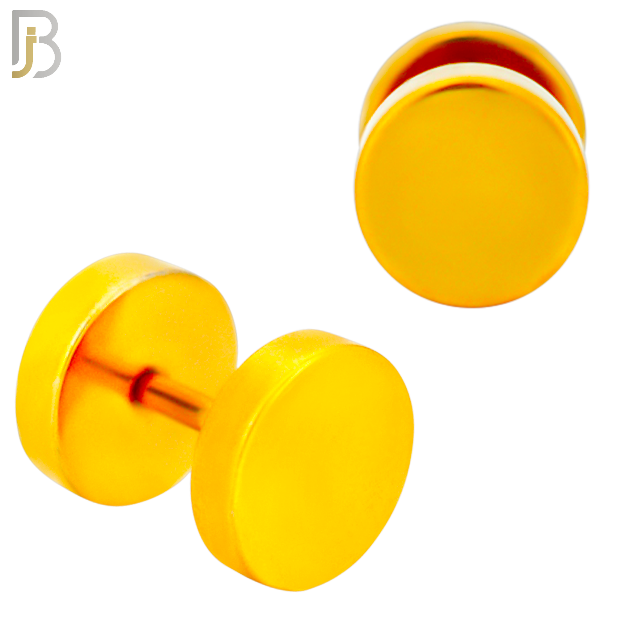 FP28G - Gold Plated Color Surgical Steel Plain Fake Plug (PACK OF 3 Pairs) image 3