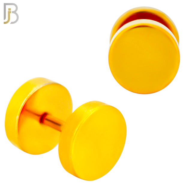 FP28G - Gold Plated Color Surgical Steel Plain Fake Plug (PACK OF 3 Pairs) image 3