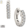 925-ES193 - .925 Sterling Silver Huggies Hoop Earrings with Zircon Clip On image 1