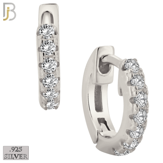 925-ES193 - .925 Sterling Silver Huggies Hoop Earrings with Zircon Clip On image 1