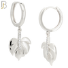 ES98 - 316L Stainless Steel Dangling Leaf with  Zircon Design Huggies Clip On image 1