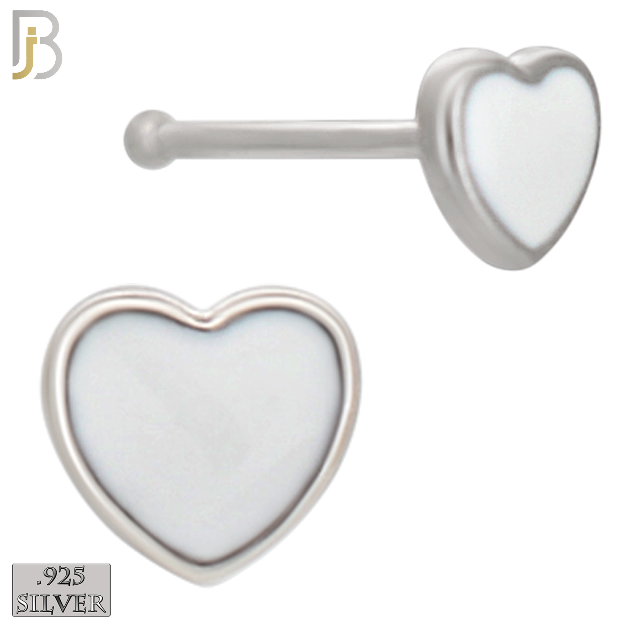 925-NR121B- 925 Silver Nose Bone Heart Shape with Enamel - Pack of 6 image 1