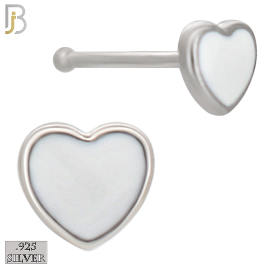 925-NR121B- 925 Silver Nose Bone Heart Shape with Enamel - Pack of 6 image 1