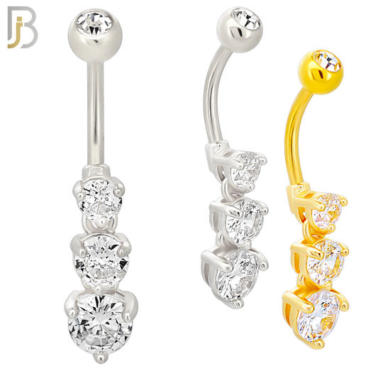 N0118  - 316L Stainless Steel Graduating Three Round Zircon in Prong Set with 5mm Screw Ball image 0