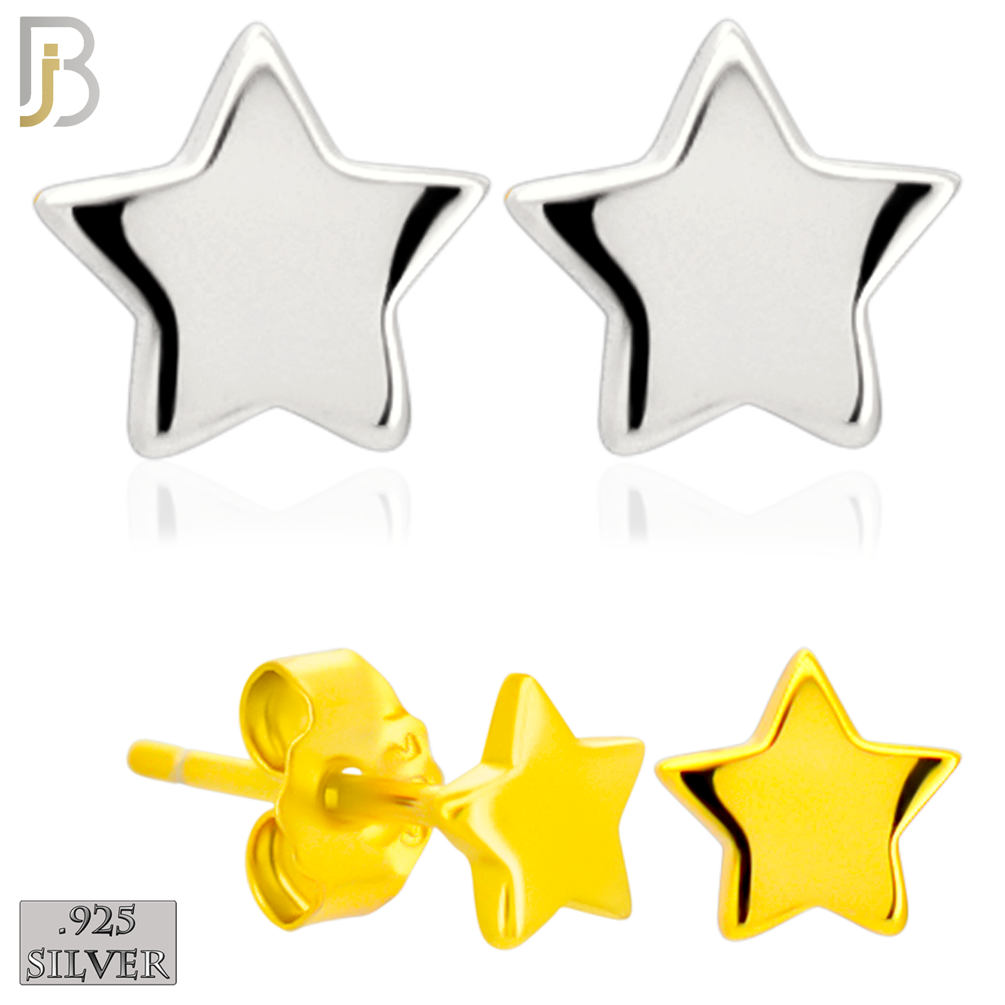 925-ES512 - 925 Sterling Silver Star Design Earrings (Butterfly Backing) image 0