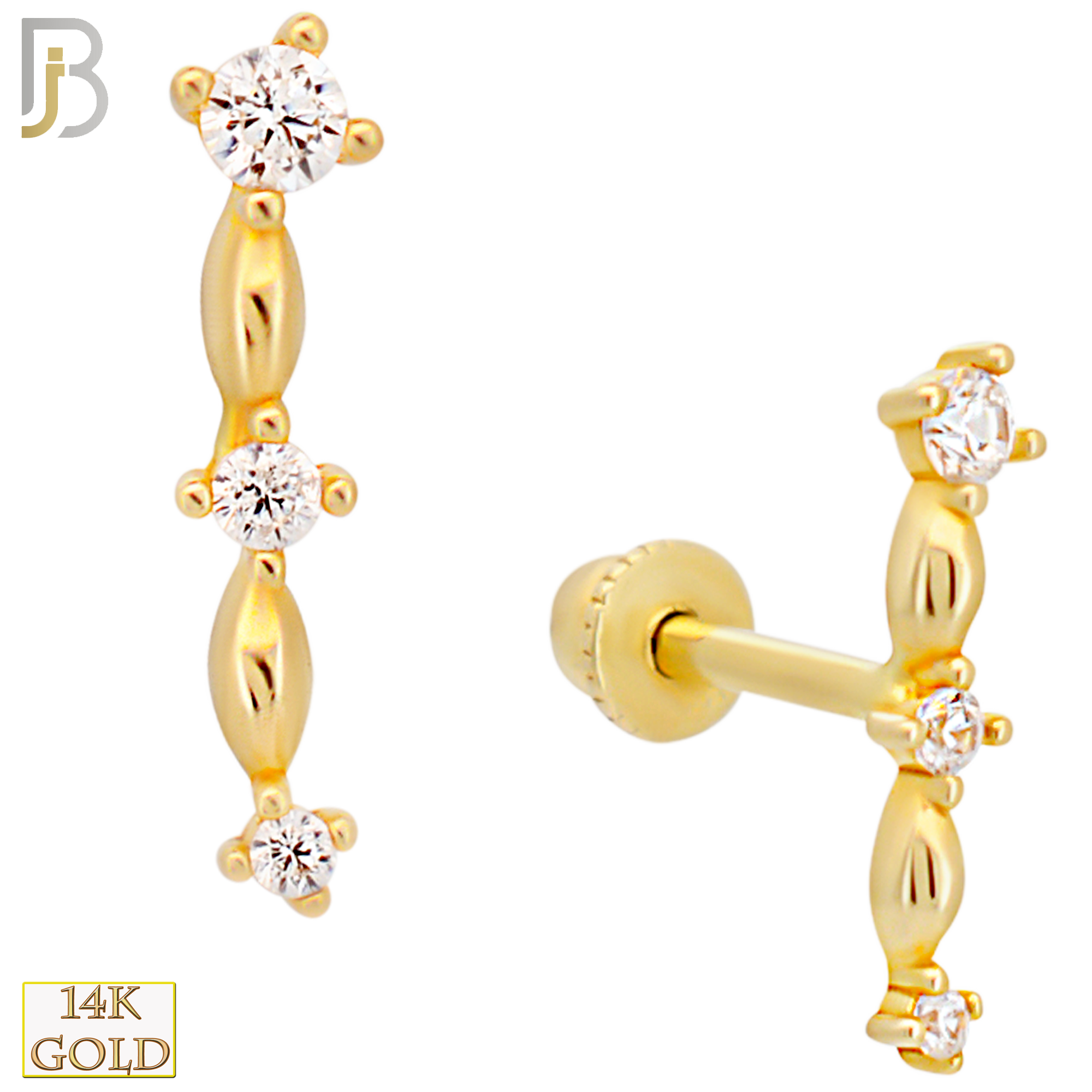 14-TB92 - 14k Yellow Gold 3 Star Constellation with Baby Screw Backing image