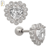 TB88 - 316L Stainless Steel Heart Shaped CZ Tragus/Cartilage Barbell (PACK OF 6) image 1