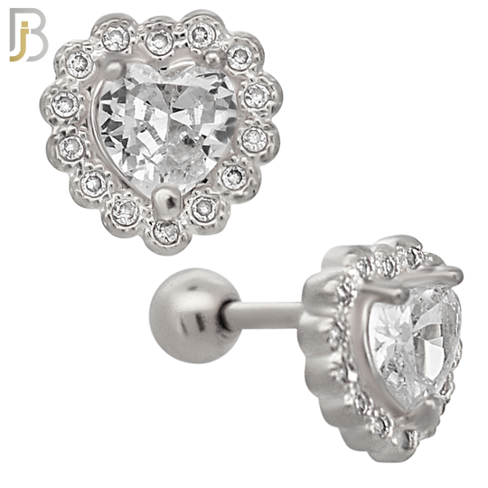 TB88 - 316L Stainless Steel Heart Shaped CZ Tragus/Cartilage Barbell (PACK OF 6) image 1