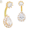 NB54 - 316L Stainless Steel Pear Shaped Zircon Banana Belly Ring image 2