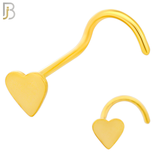 NR24C - 316L Surgical Steel Plain Solid Heart Design Nose Screw (PACK OF 6) image 2