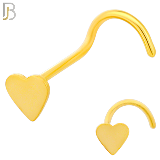 NR24C - 316L Surgical Steel Plain Solid Heart Design Nose Screw (PACK OF 6) image 2