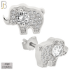 925-ES236 – .925 Sterling Silver Elephant with Zircon Design Earring Stud image 1