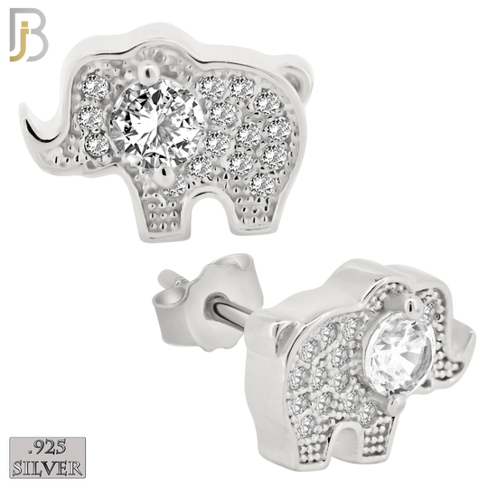 925-ES236 – .925 Sterling Silver Elephant with Zircon Design Earring Stud image 1