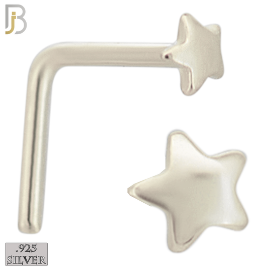 925-NR18LGS - 925 Sterling Silver Curved Star Design L Shape Nose Ring (Pack of 6) image 1