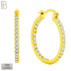 925-ES252 - .925 Sterling Silver Hinged Hoop Earrings with Zircon image 7
