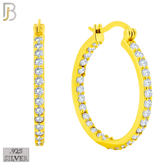 925-ES252 - .925 Sterling Silver Hinged Hoop Earrings with Zircon image 7