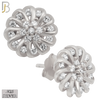925-ES30 - .925 Sterling Silver Swirl Flower Design with Zircon Earrings Stud image 1