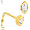 14-NR107L- 14k Solid Gold Marquise Shaped CZ in Bezel Set LShaped Nose Ring image 0