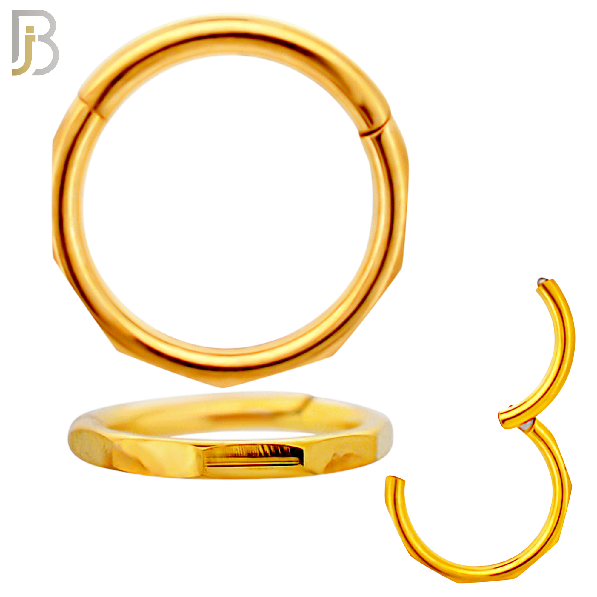 CT129 - 316 Surgical Steel Flat Rectangular Designs Plain Hinged Hoop (Pack of 6) image 2