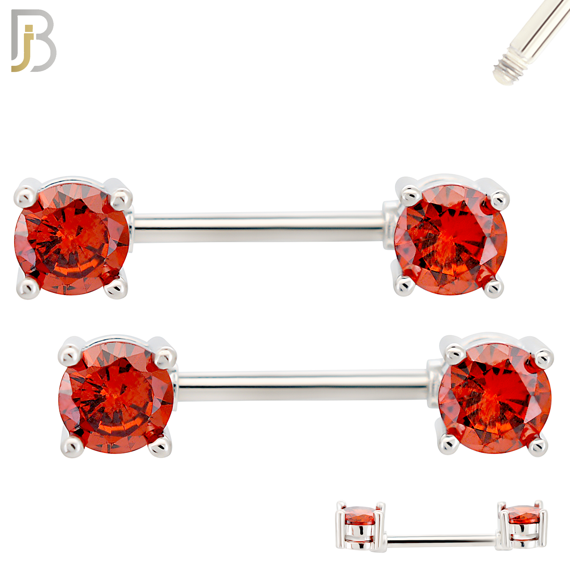 NP02S - 316L Surgical Steel Screw Prong Round Zircon Nipple Ring Piercing image 10