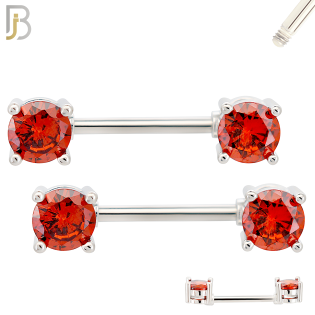 NP02S - 316L Surgical Steel Screw Prong Round Zircon Nipple Ring Piercing image 10