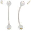 EC07TS - 316L Surgical Steel Transparent/Solid Acrylic Ball with Clear Zircon Curved Barbell Externally Threaded (PACK OF 6) image 3
