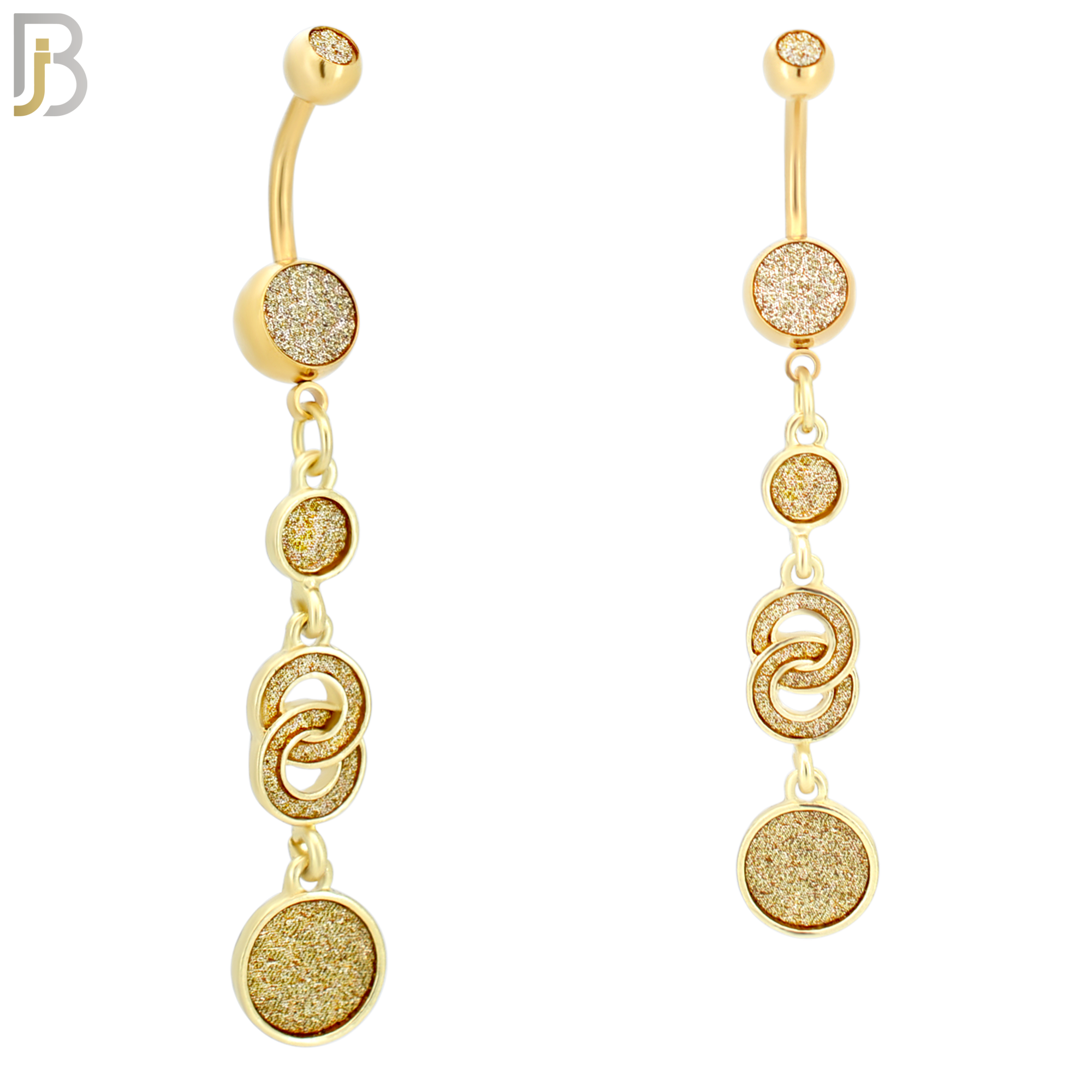 N003 - 316L Stainless Steel Dangling Infinity Round Sandpaper Design Belly Ring with 4mm Screw Ball image 3