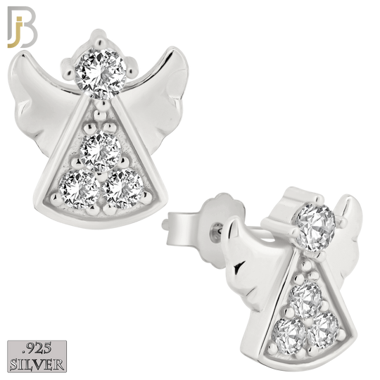 925-ES233 – .925 Sterling Silver Angel Design Earring Stud with Zircon image 1