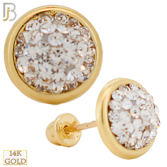 14-ES52 - 14k Solid Gold Screw Back Gem Cluster in Bezel Setting Stud Earrings image 0