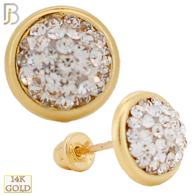 14-ES52 - 14k Solid Gold Screw Back Gem Cluster in Bezel Setting Stud Earrings image 0