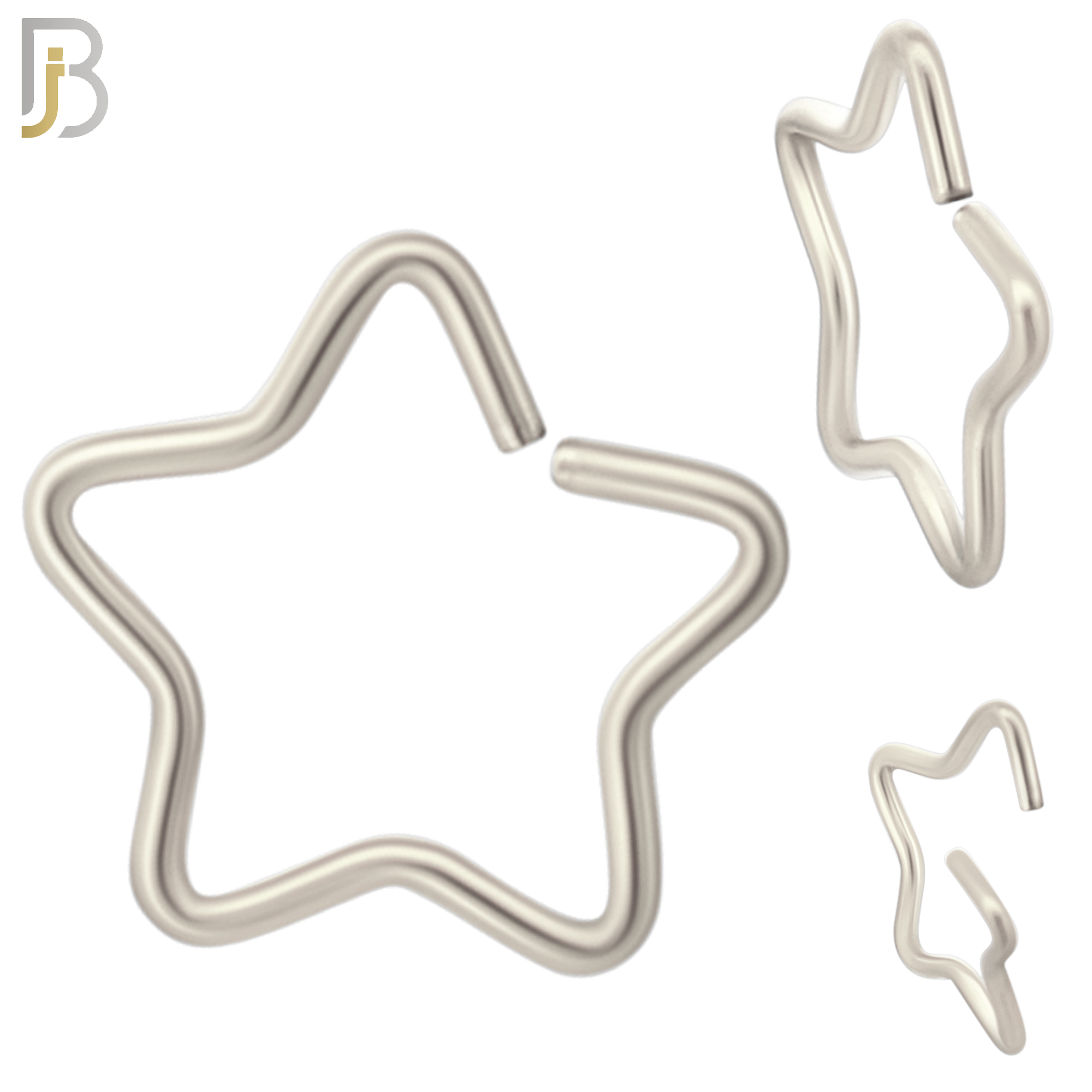 PK-CT22 - 316L Surgical Steel Star Hoops Piercing Pack of 60 image 1