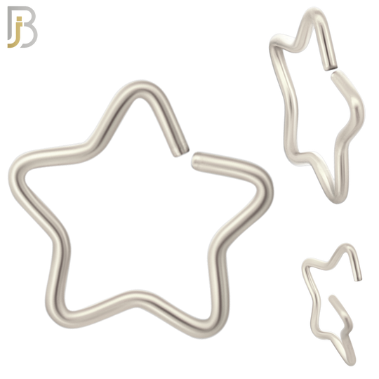 PK-CT22 - 316L Surgical Steel Star Hoops Piercing Pack of 60 image 1