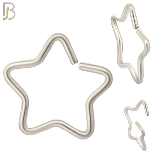 PK-CT22 - 316L Surgical Steel Star Hoops Piercing Pack of 60 image 1